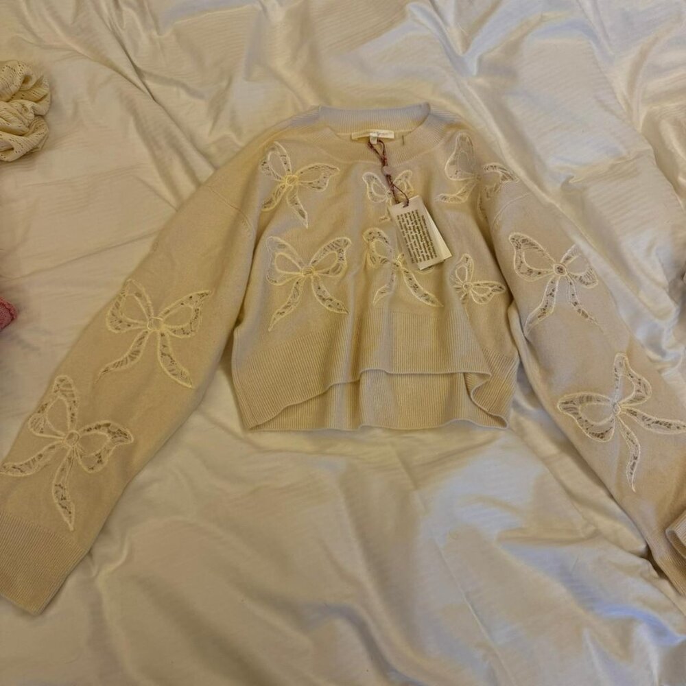 Loveshackfancy Parson Bow Print Pullover Marshmal… - image 3